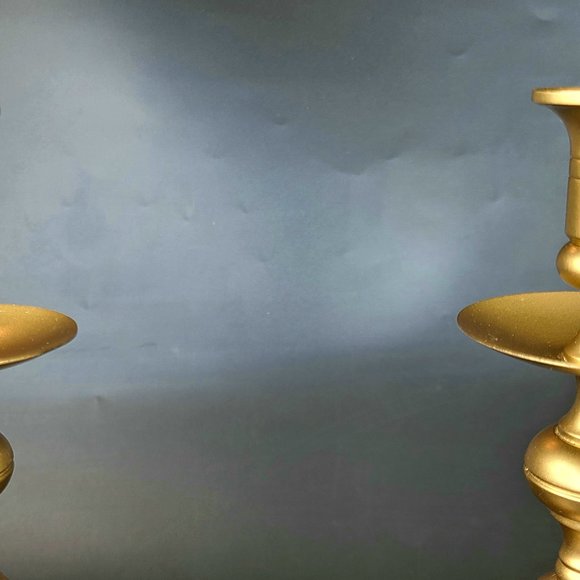 Vintage Candlestick Holders - 13 1/4" Tall * 4.5"*4.5" Base - Solid Brass - Pair - Picture 5 of 10